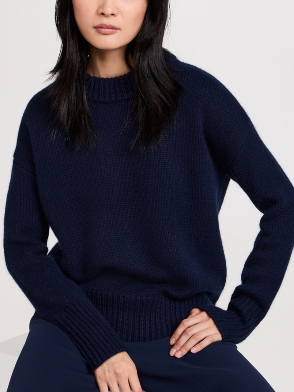 NWT La Ligne Solid Marin Cashmere Sweater in Navy Blue Size Small - Picture 2 of 8